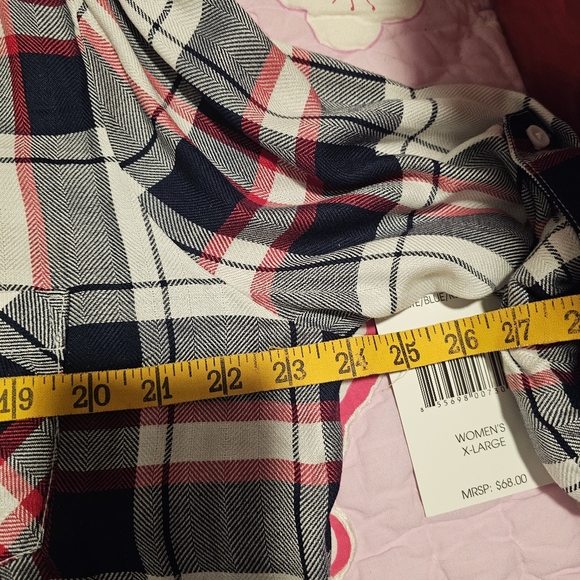 Tartan BLL NYC Shacket Shirt Dress Size XL NWT Red White Blue Plaid Holiday Wear - Picture 13 of 15